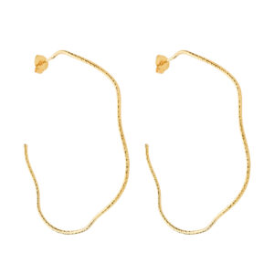 Argola Dourada Ondulada Assimétrica