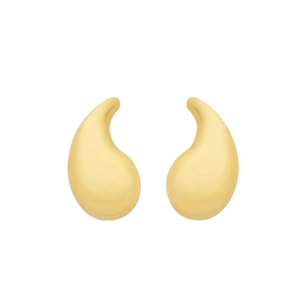 Brinco Dourado Gota Curvada Média